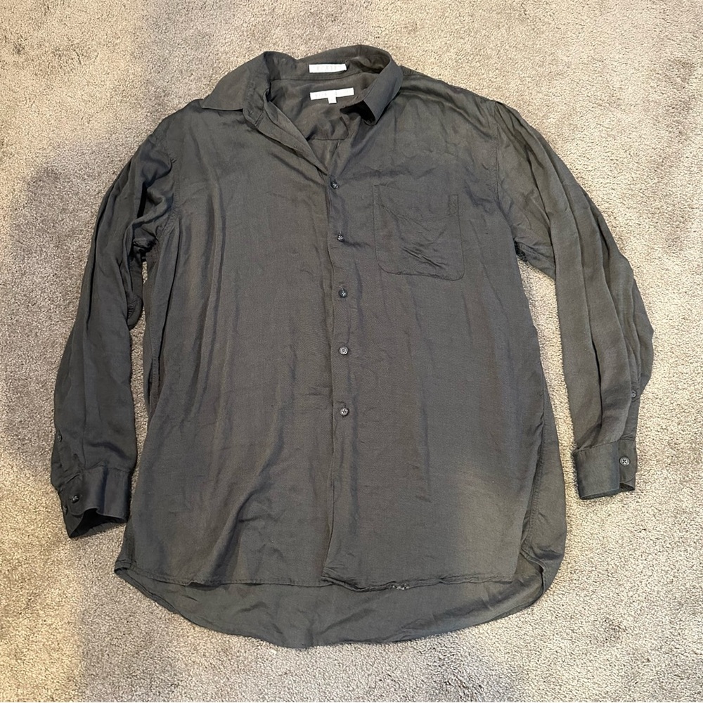 Perry Ellis Modal Long Sleeve Button Down Shirt Collared